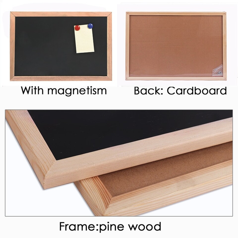 image 1 of Wood Framed Magnetic Writing Black Board 30 x 40cm
