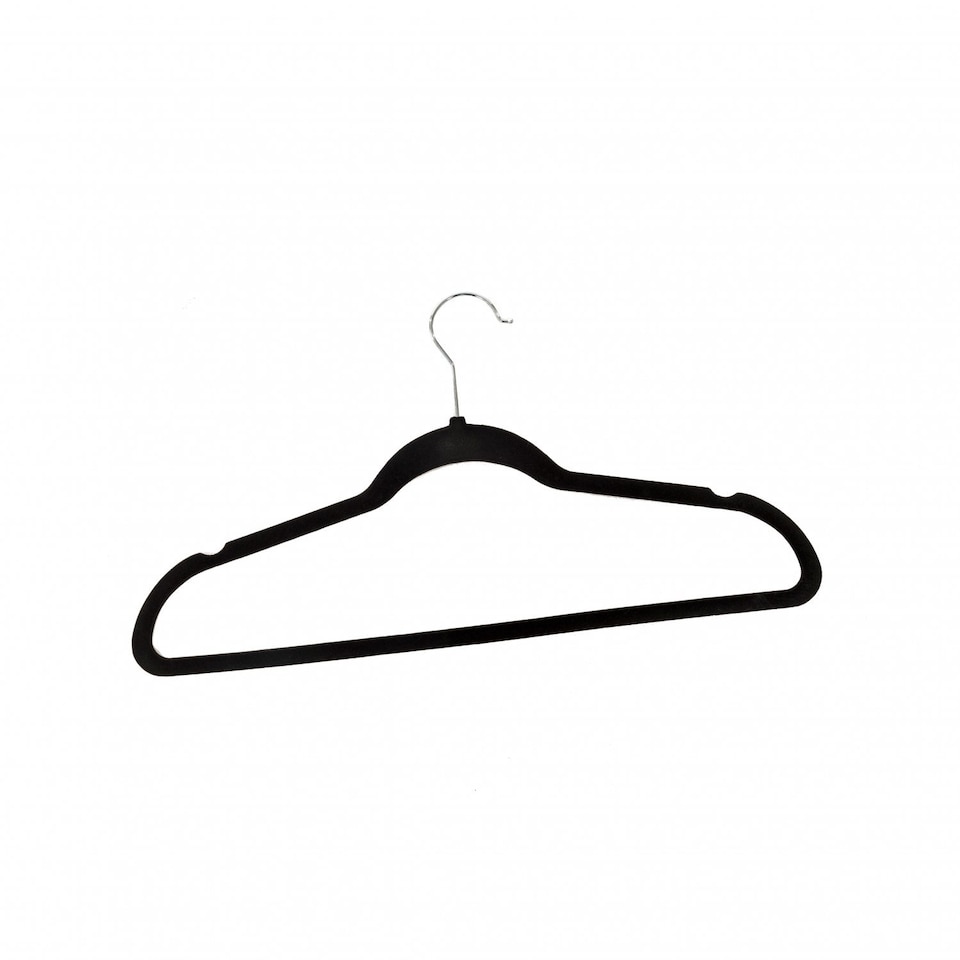 image 1 of Pack of 20 Black Non-Slip Space Saving Velvet Clothes Garment Coat Suit Hangers