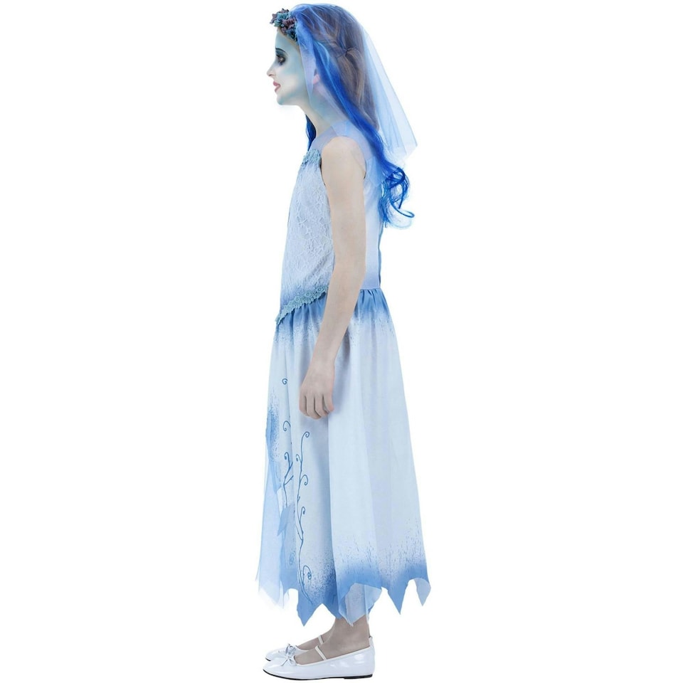 image 1 of Corpse Bride Girls Emily Costume Set - Blue/White - 4-6 Years