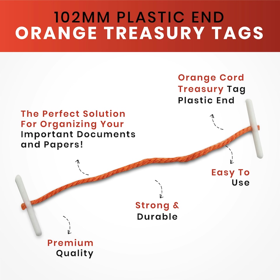 image 1 of Pack of 100 101mm Plastic End Orange Treasury Tags