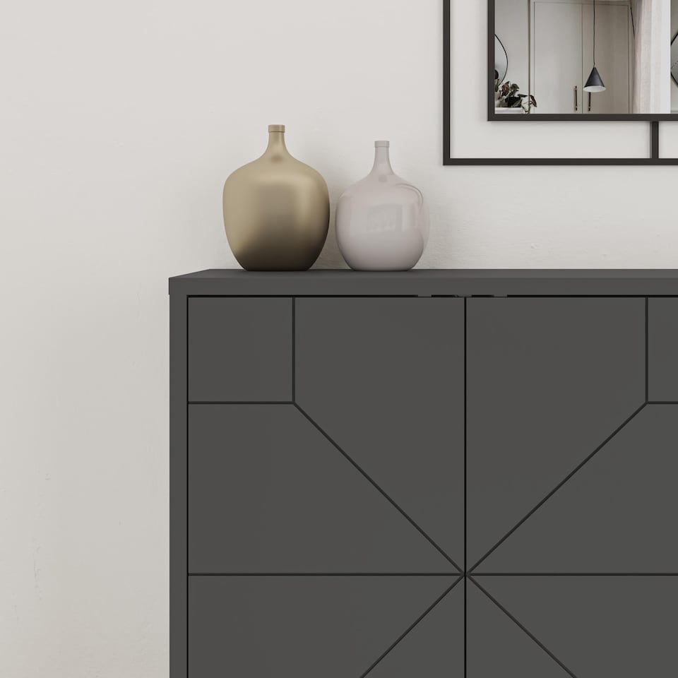 image 1 of Decortie Dune Sideboard Cabinet 123cm Anthracite Grey