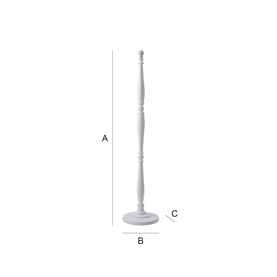image 1 of ValueLights Victoria White Wood Traditional Stem Floor Lamp Base | White