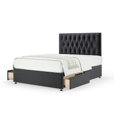 Majestic 1000 Pocket Sprung Graphite Plush Velvet 2 Drawer Divan Set And Lona Headboard Double