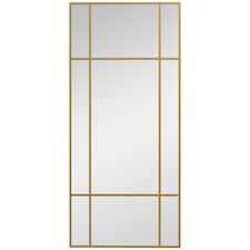 HOMCOM Rectangle Wall Mirror, 110  50cm Window Style Vanity Mirror with Metal Frame, Vertical or Horizontal Hanging for Living Room, Bedroom, Entryway, Gold Tone