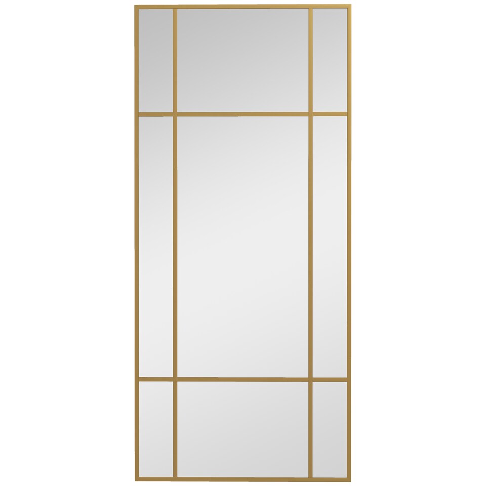 image 1 of HOMCOM Rectangle Wall Mirror, 110  50cm Window Style Vanity Mirror with Metal Frame, Vertical or Horizontal Hanging for Living Room, Bedroom, Entryway, Gold Tone