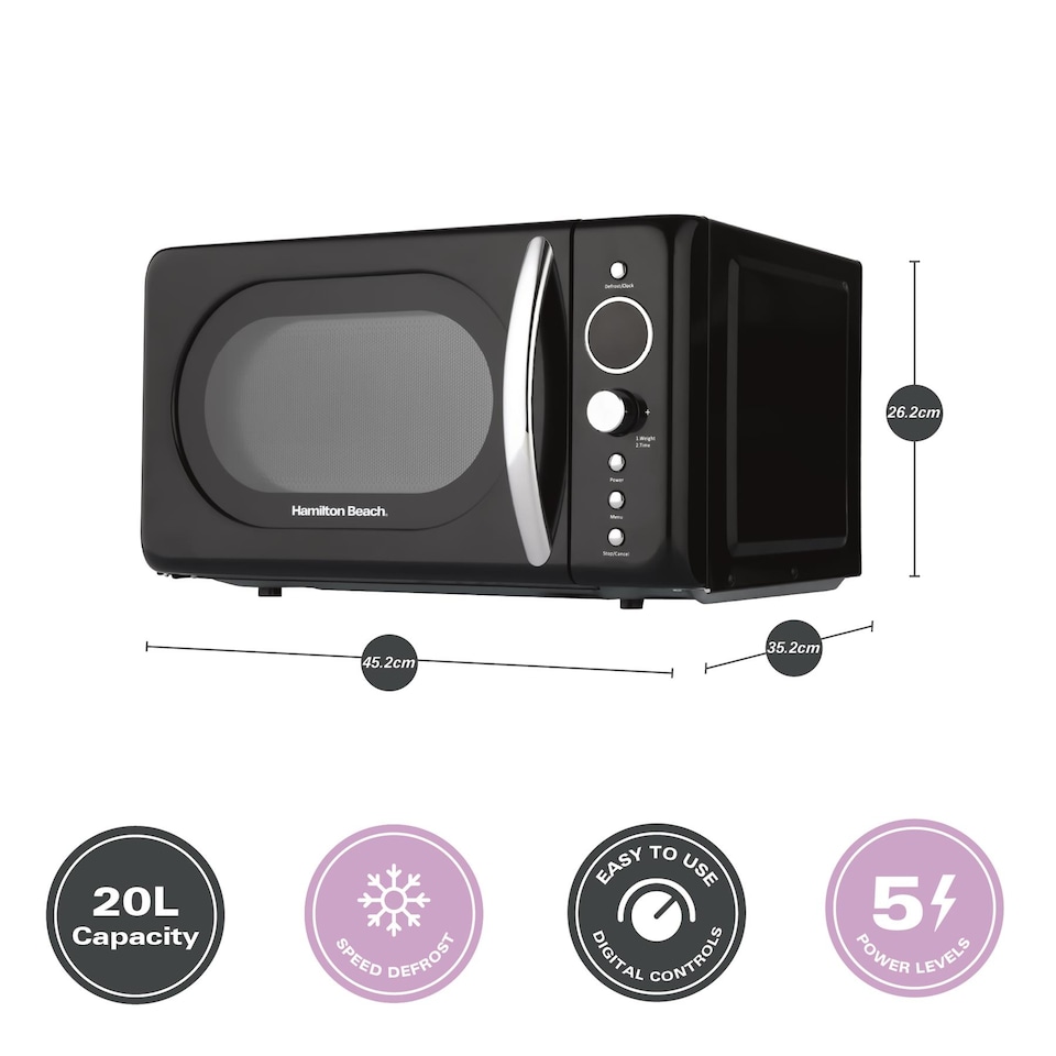 image 1 of Hamilton Beach 20L Retro Black Microwave