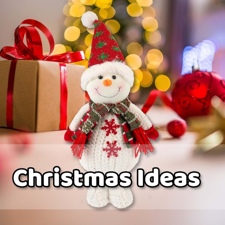 image 1 of PMS Christmas Standing Snowman Plush 41.5cm x 21.5cm, White