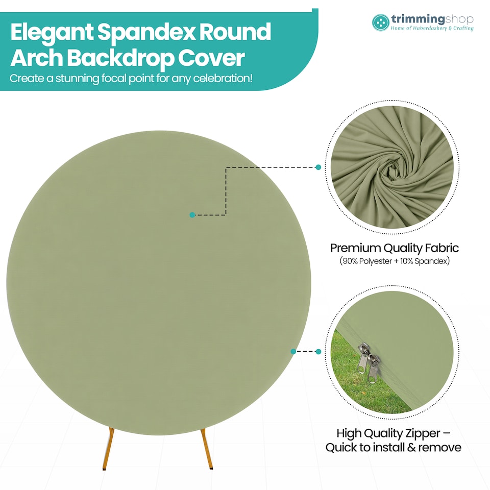 image 1 of 160GSM Sage Green Round Arch Backdrop Cover - 220cm