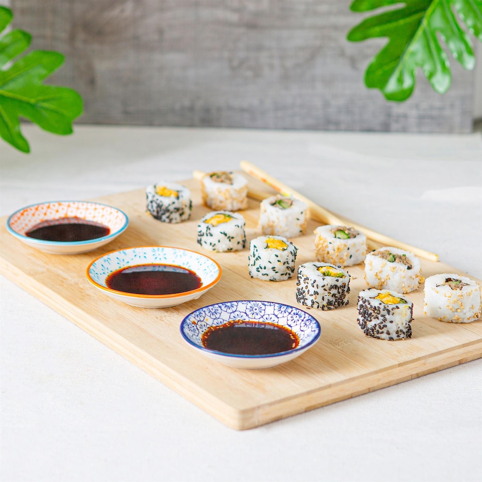 image 1 of Nicola Spring Hand-Printed Sauce Dishes - 10cm - Navy - Pack of 3 | Blue | Blue