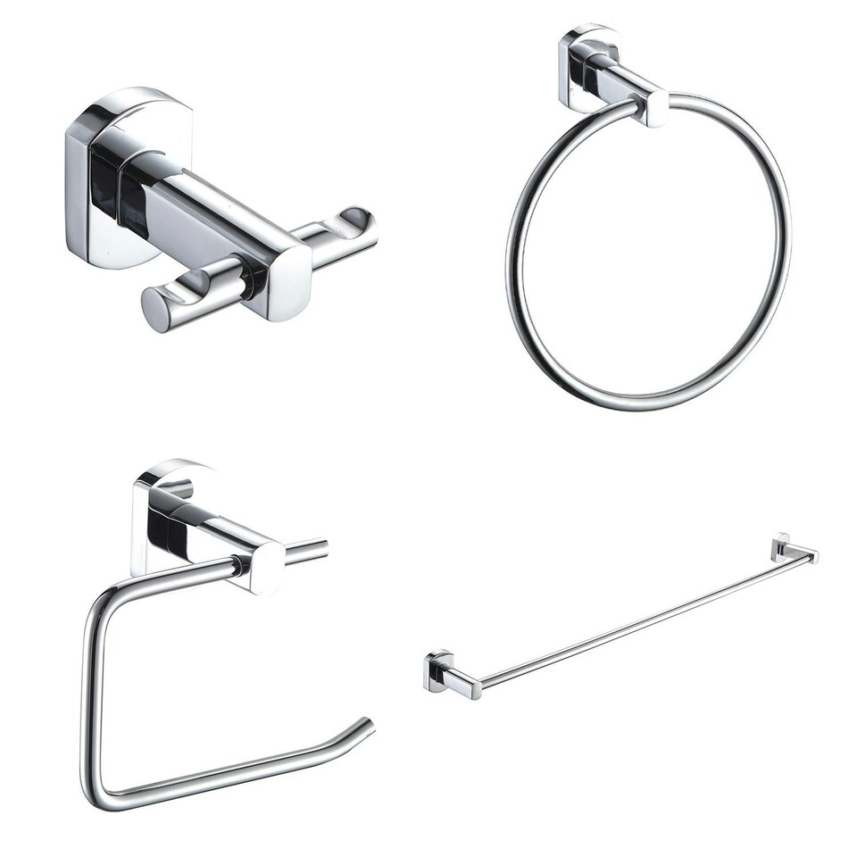 Showerdrape Admiralty Chrome Stainless Steel Wall Mounted 4 Piece Bathroom Accessory Set
