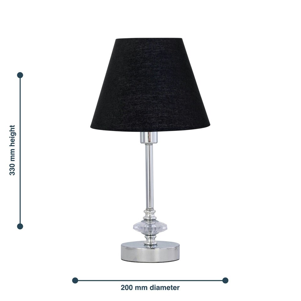 image 1 of Chrome Jewelled Table Lamp with Black Shade Chrome | Black
