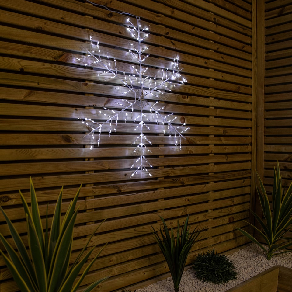 image 1 of 75cm Ice White 240 LED Snowflake Silhouette With 8 Functions