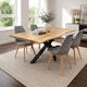 image 1 of Modern Dining Table with 4 Grey Plastic Chairs with faux leather padded seats