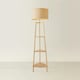 image 3 of ValueLights Hiru Wooden 3 Tier Shelf Floor Lamp Natural Shade & Bulb Cream