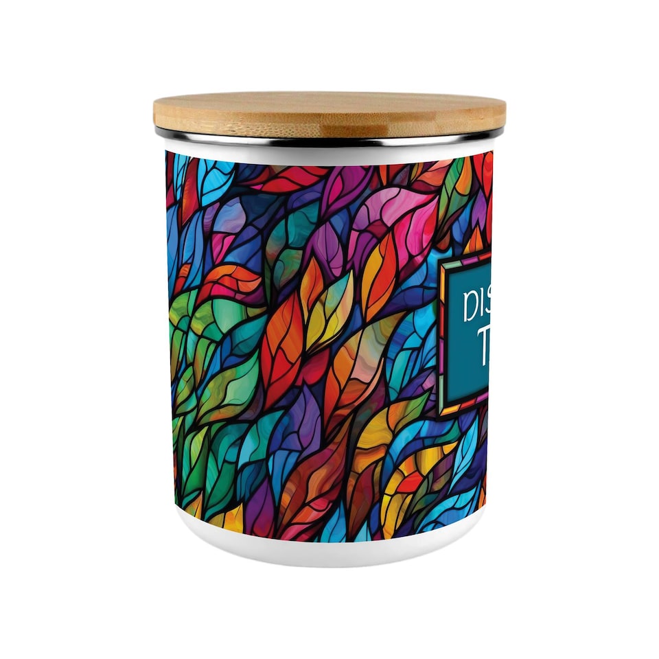 image 1 of Stained Glass Print Dishwasher Tablets Storage Tin