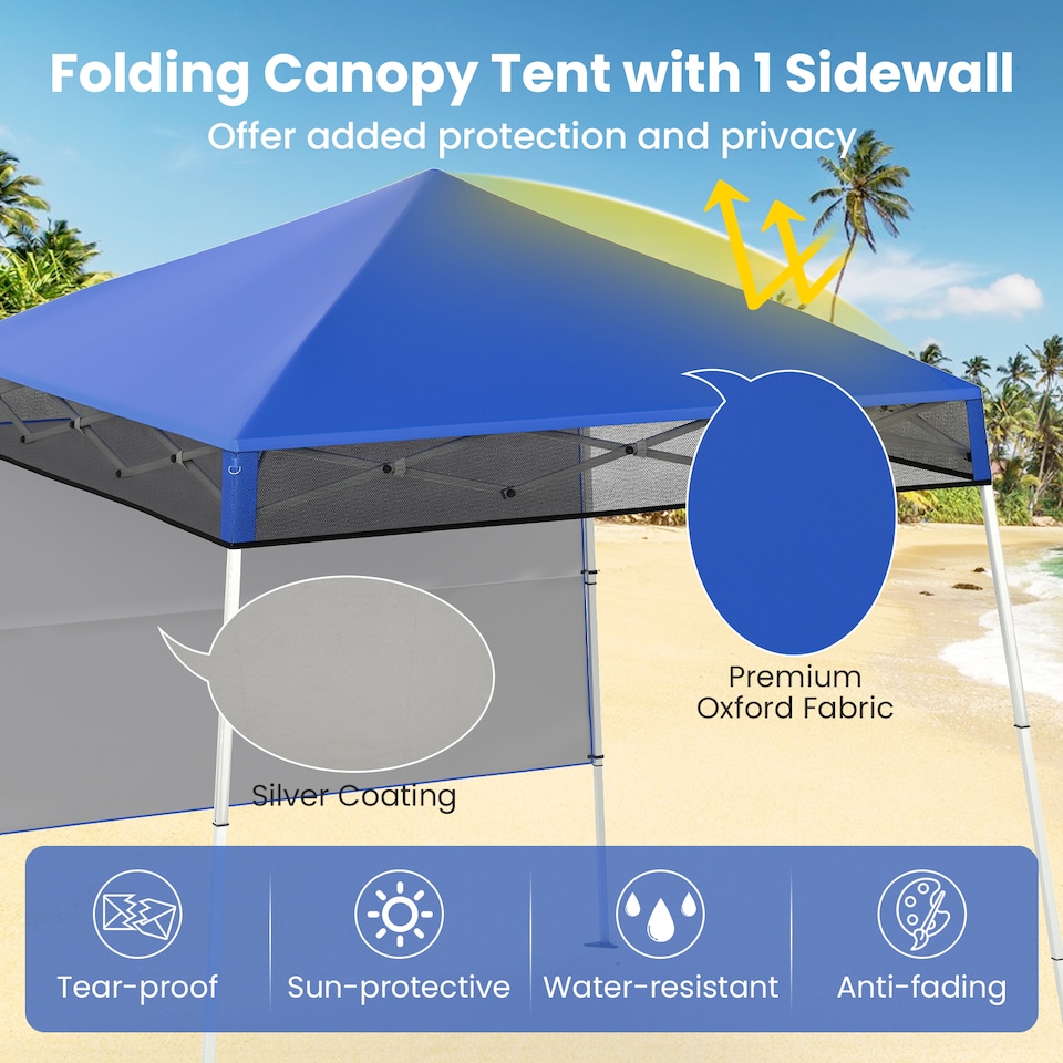 image 1 of COSTWAY 210 x 210 cm Pop up Canopy Tent Portable Backpack Canopy-Blue