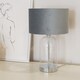image 2 of ValueLights Jessy Glass Chrome Table Lamp Grey Velvet Chrome Inner Shade & Bulb | Clear