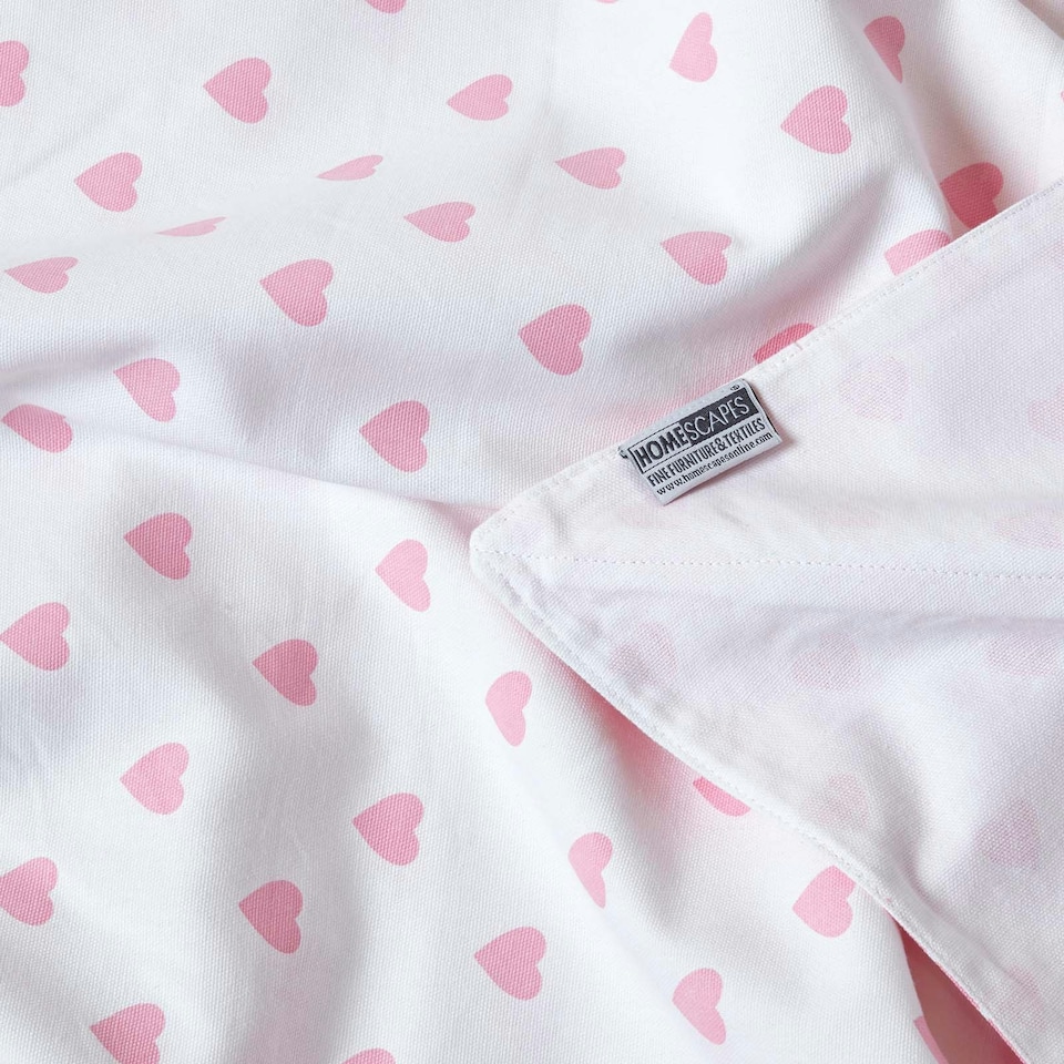 image 1 of Homescapes Cotton Pink Heart Decorative Sofa Throw | Pink