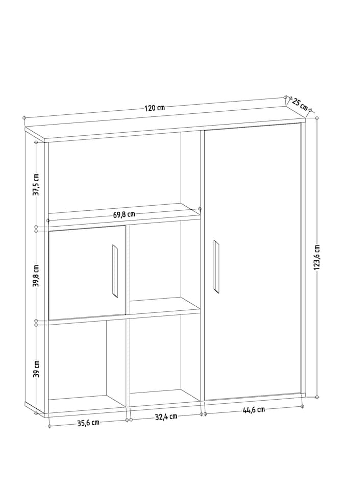 image 1 of Decorotika Ridge 4-tier Bookcases with Open Shelves and Two Cabinets