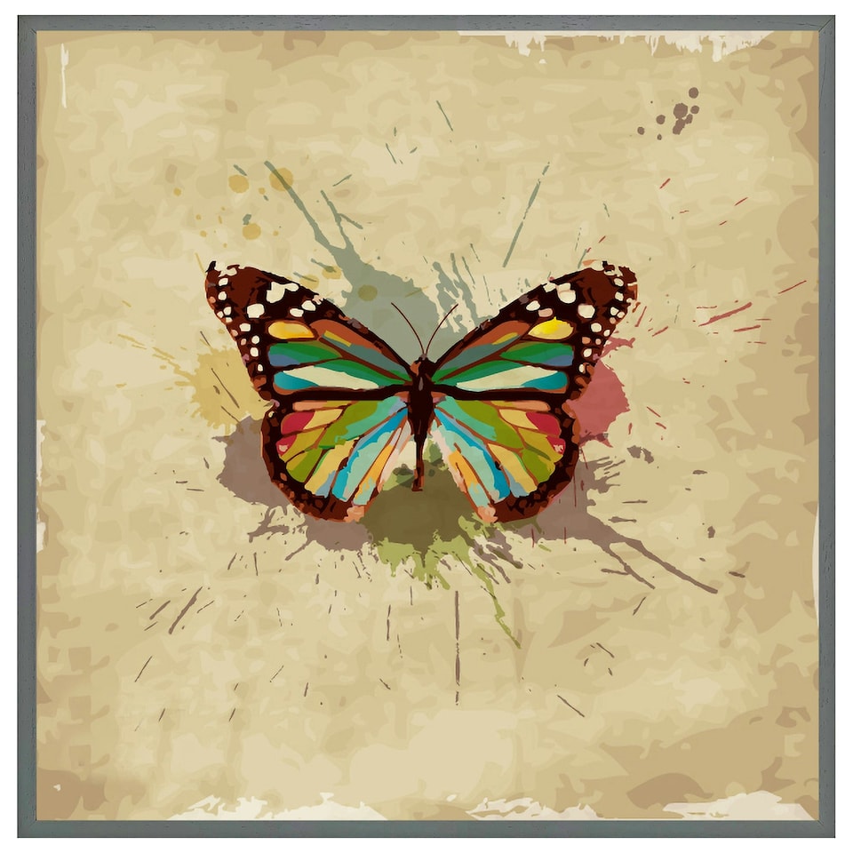 image 1 of Butterfly & paint splats (Picutre Frame) Brown | Oak | XS