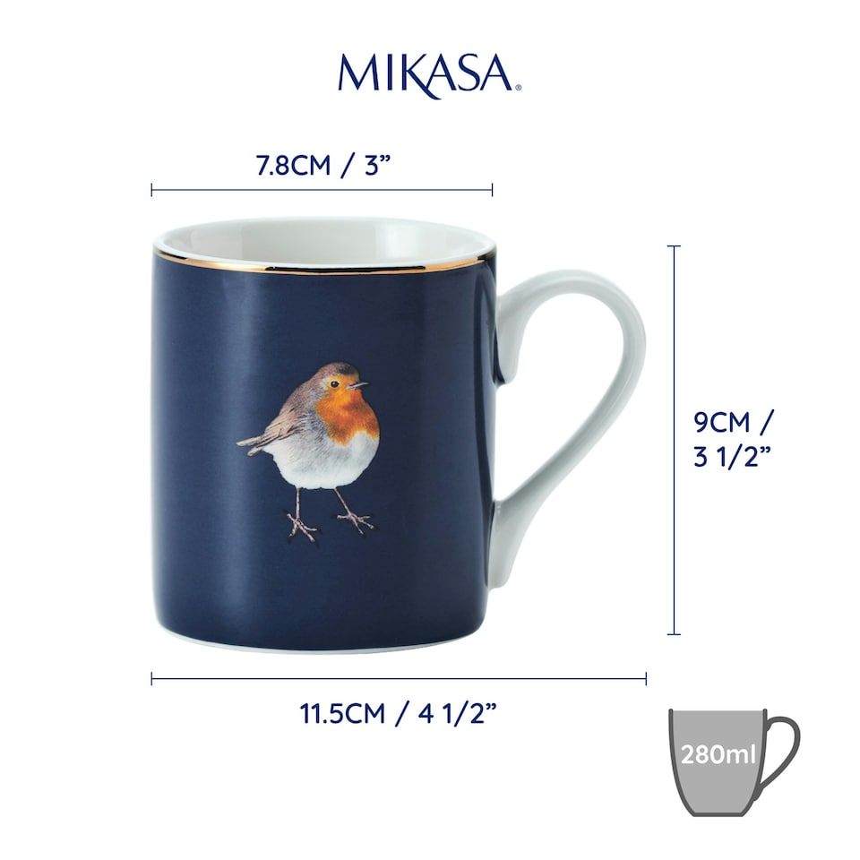 image 1 of Mikasa Robin Straight-Sided Porcelain Mug, 280ml | Blue