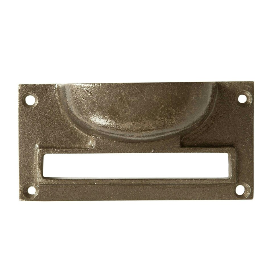 image 1 of Hammer & Tongs Filing Cabinet Drawer Pull with Card Frame - W100mm x H50mm - Brass N/A