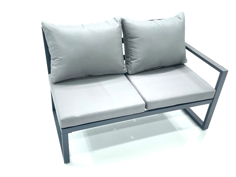 image 1 of Fimous Aluminum Outdoor Garden Furniture Set Corner Sofa 2 Chairs Adjustable Rising Lifting Dining Table Sets Dark Grey