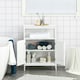 image 4 of kleankin Wooden Bathroom Floor Cabinet with Door Corner Storage Oragnizer White