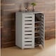 image 2 of Oslo 2 Door Wooden Shoe Storage Cabinet Rack Stand Cupboard Slatted Doors | Grey