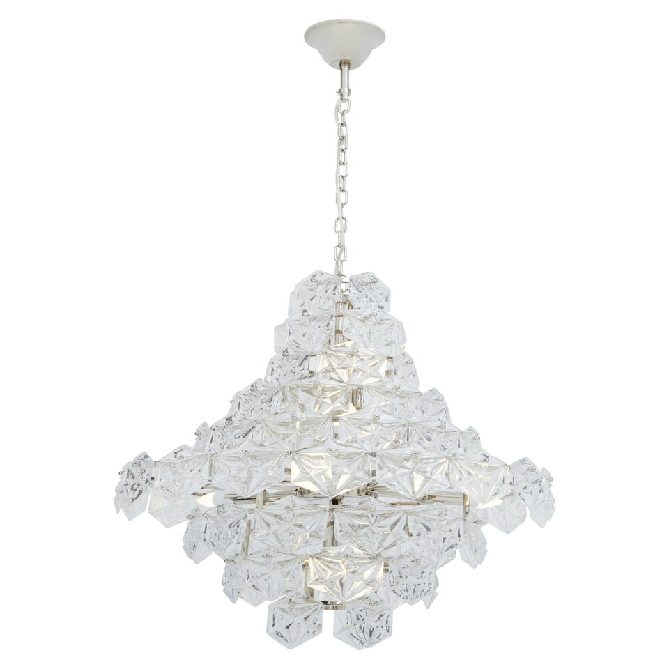 image 1 of Interiors by Premier Classical Silver Leaf Chandelier, 12 Bulb Teardrop Glass Pendant Light, Vintage-Inspired Ceiling Light Silver