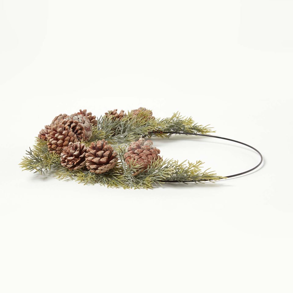 image 1 of Homescapes Pinecone & Green Fir Wire Christmas Wreath