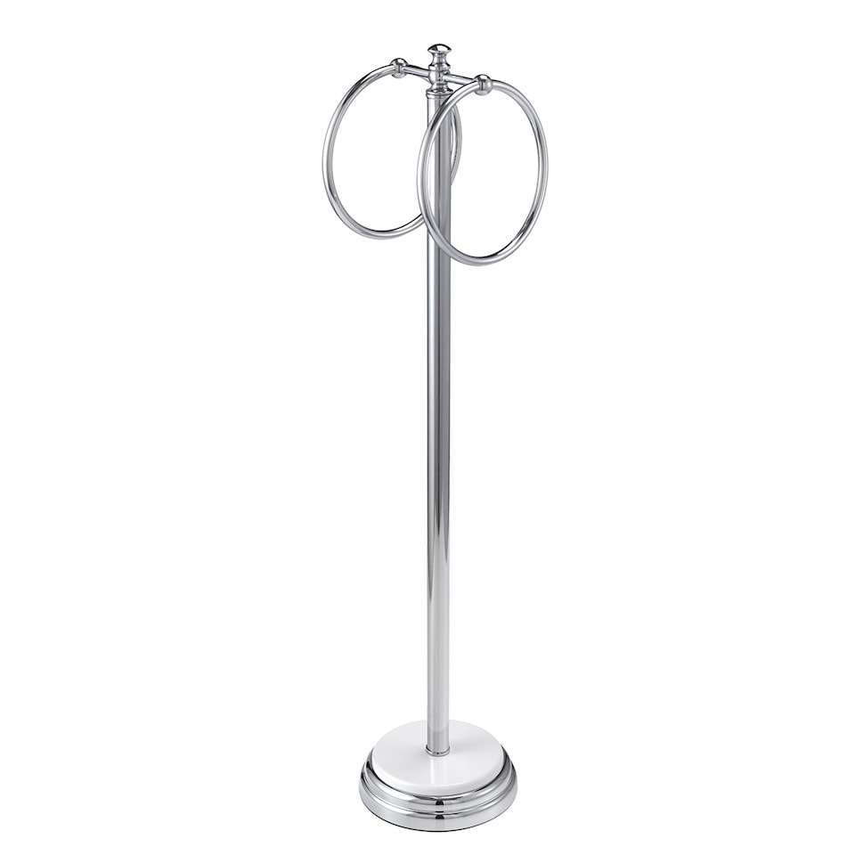image 1 of Showerdrape Opera White/Chrome Freestanding Double Towel Ring | Silver | Chrome | 1