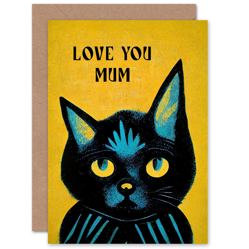 image 1 of Mothers Day Card Your Yellow Inside Cat Mum Card