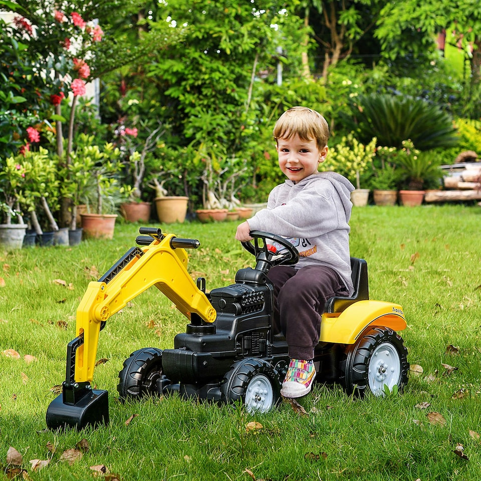 image 1 of HOMCOM Kids Ride on Digger Pedal Go Kart Play Construction Car for 3 - 6 Years