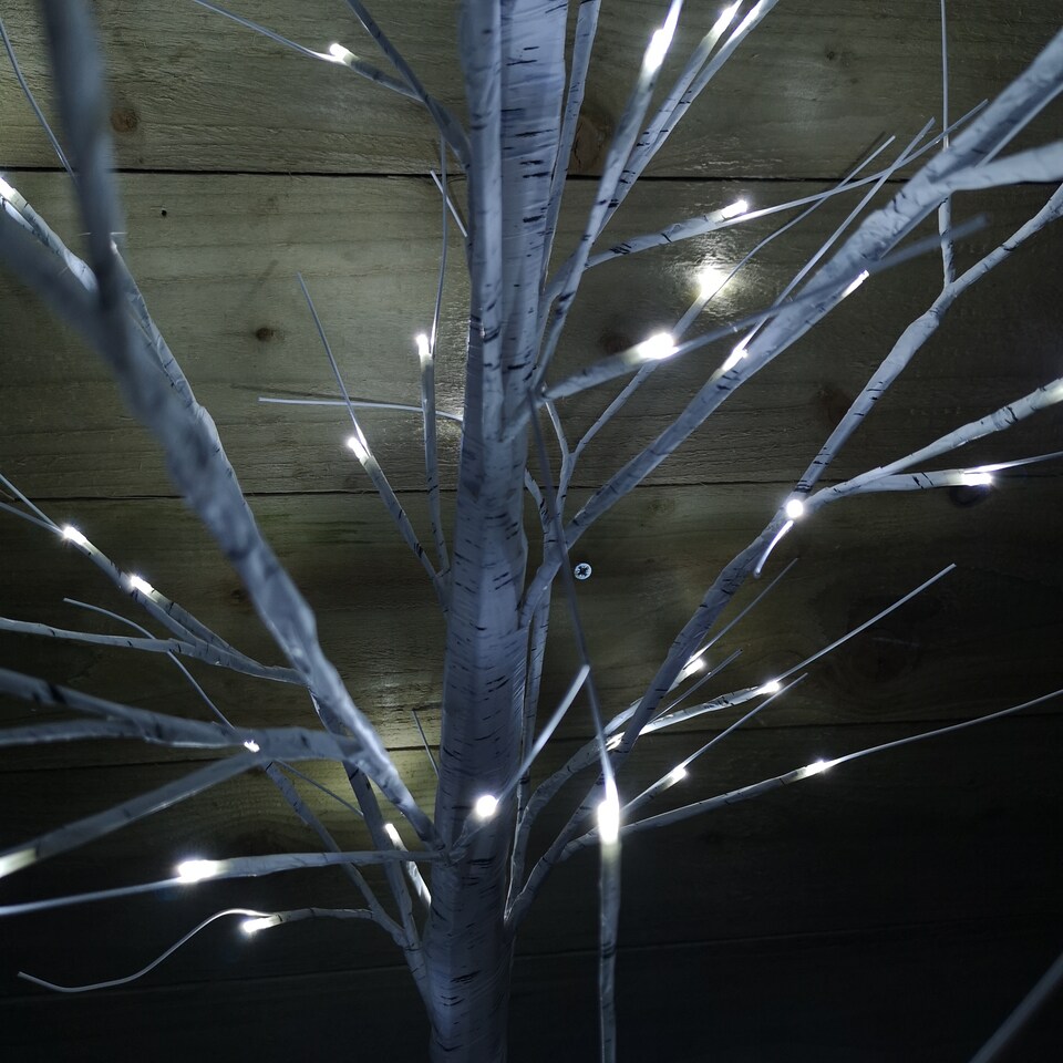 image 1 of 1.8m (6ft) Indoor Outdoor Christmas Lit Birch Tree with 80 Ice White LEDs