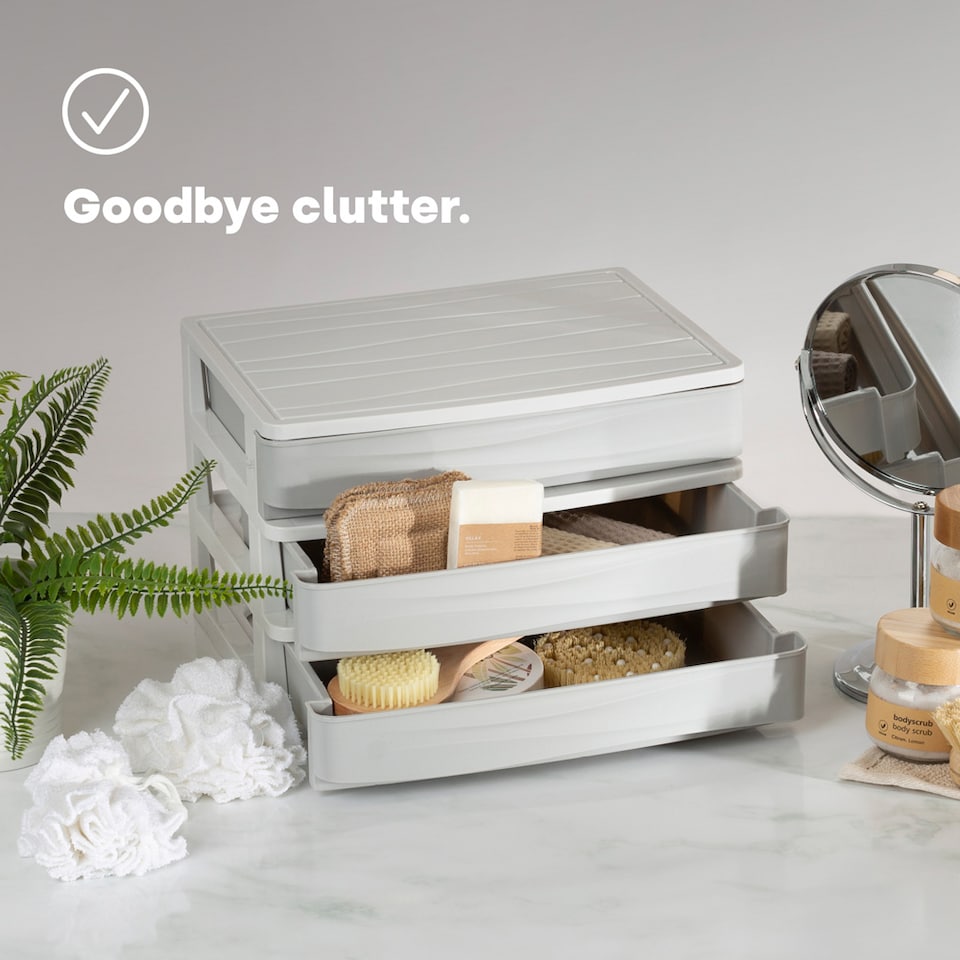 image 1 of 3 Drawer Large Desk Organiser Grey