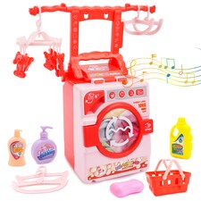 Pink Washing Machine Mini Pink Mini Washing Machine Toy – Battery-Powered Pretend Play Set with ...