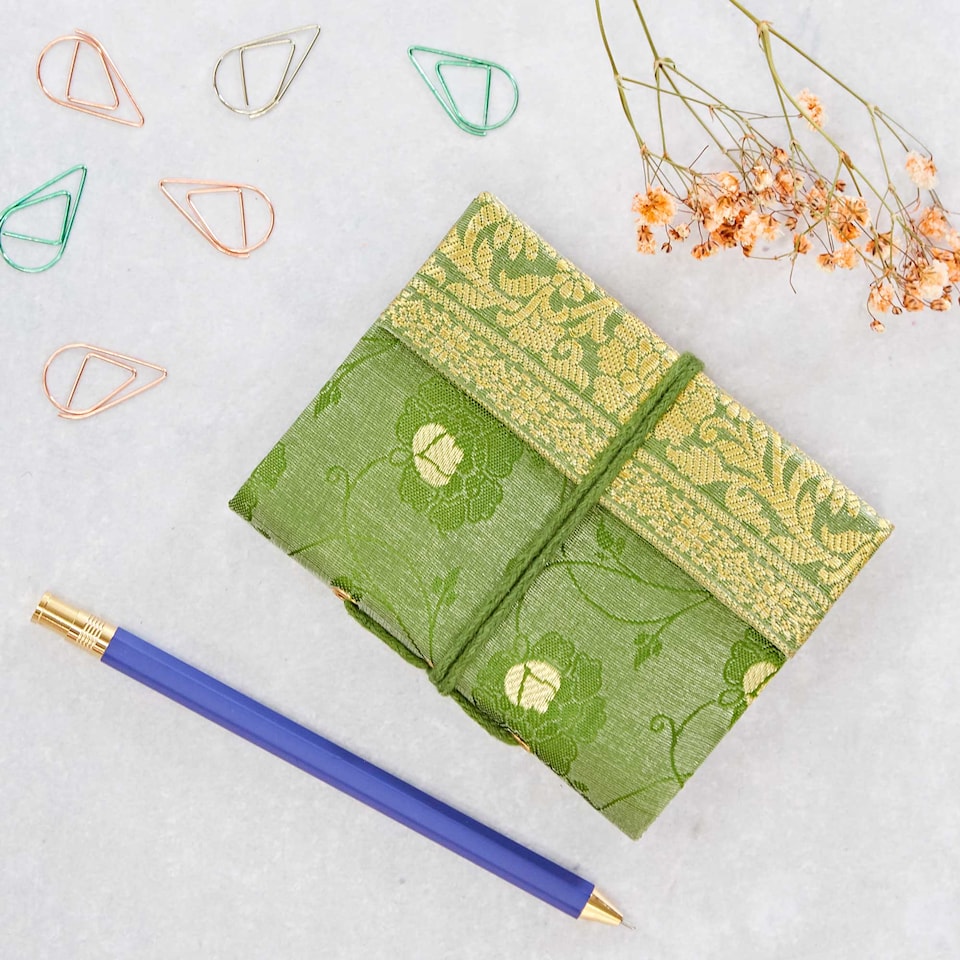Mini Sari Fabric Notebook