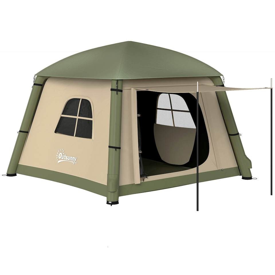 image 1 of Outsunny Inflatable Camping Tent, Easy Setup 2 Man Tent, Brown