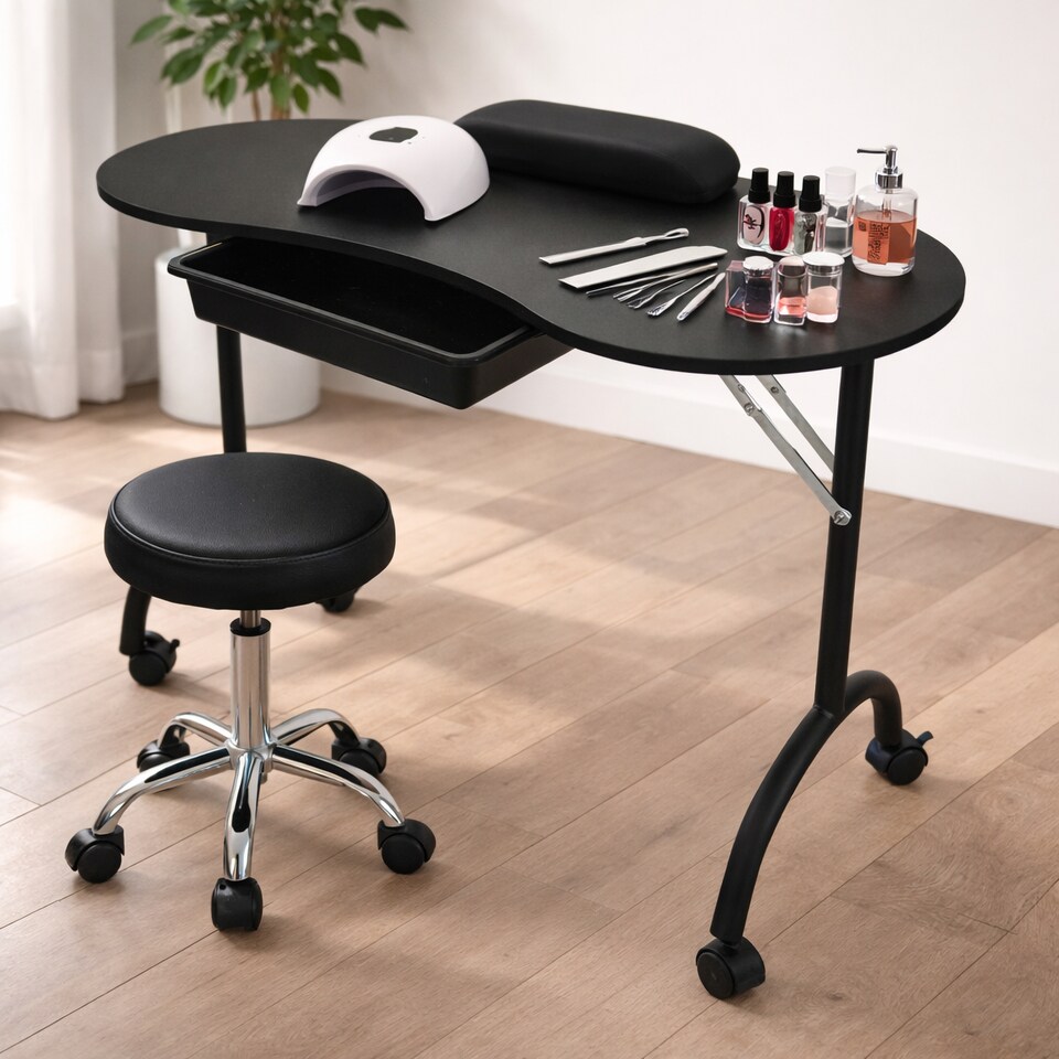 image 1 of VENUS Manicure Table Foldable & Portable with Accessories - Black | Black