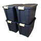 image 1 of 4 x 60L Heavy Duty Storage Tubs Sturdy, Lockable, Stackable and Nestable Design Storage Chests with Clips in Black