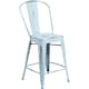 image 4 of Blake 24" Industrial Style Bar Stool Chair, Pale Blue - Set of 4 - Modern Metal Counter Height Blue