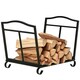 image 6 of Outsunny Foldable Firewood Log Holder Wood Storage Rack Outdoor Indoor, Black