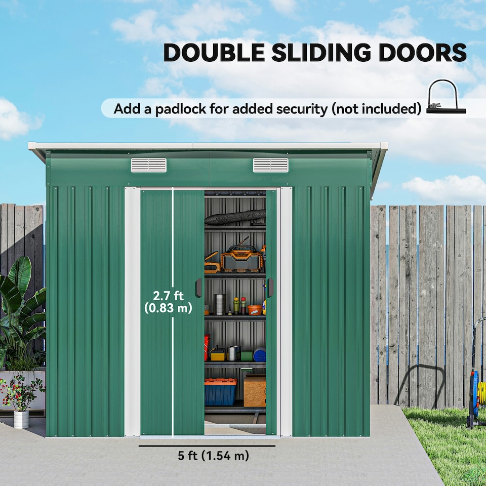 image 1 of Outsunny 7 x 4ft Outdoor Garden Storage Shed for Backyard Patio Green