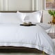 image 2 of Hampstead 100% Cotton Duvet Cover Set – 200 Thread Count with Inserted Ribbon & Oxford Pillowcases Brown | White | Double