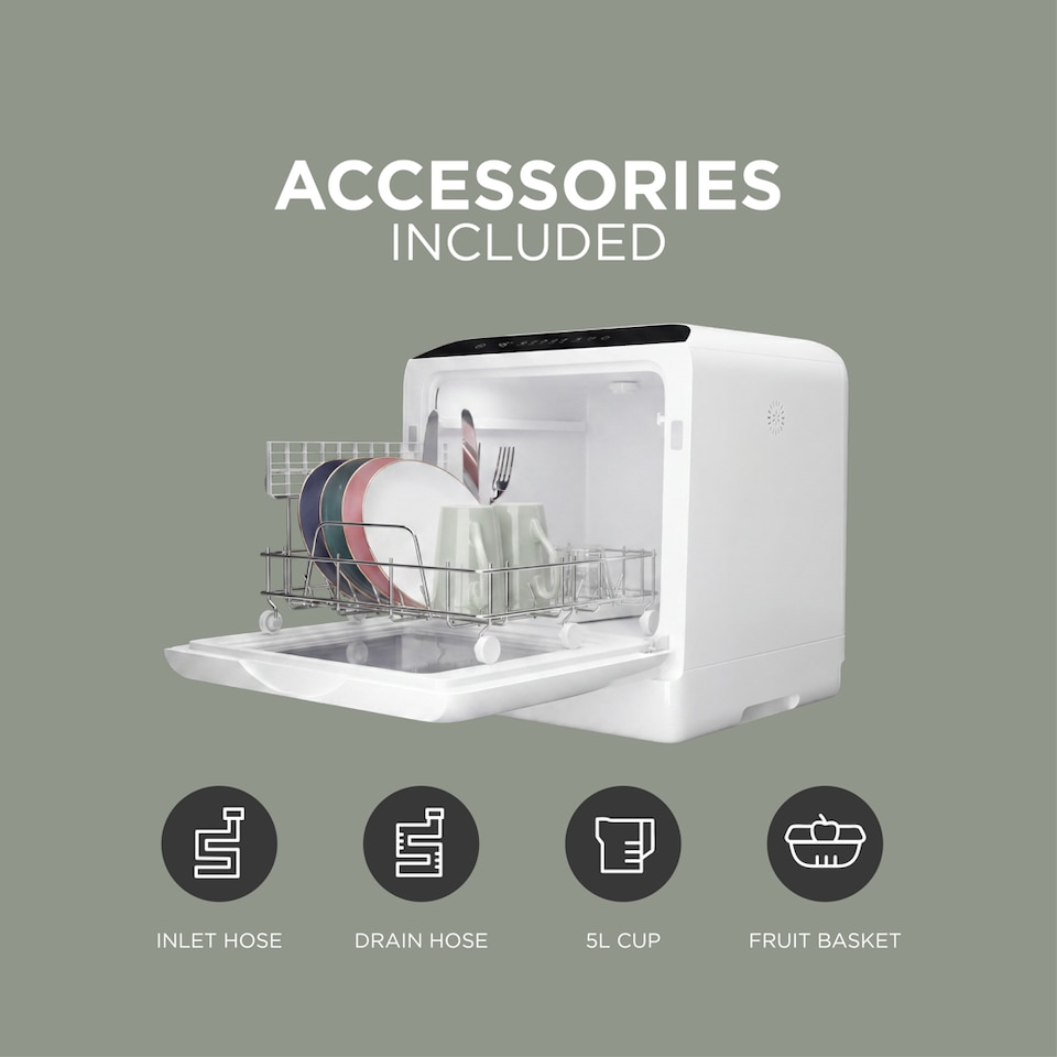 image 1 of Mini Countertop Dishwasher with 5L Tank & 6 Wash Programmes