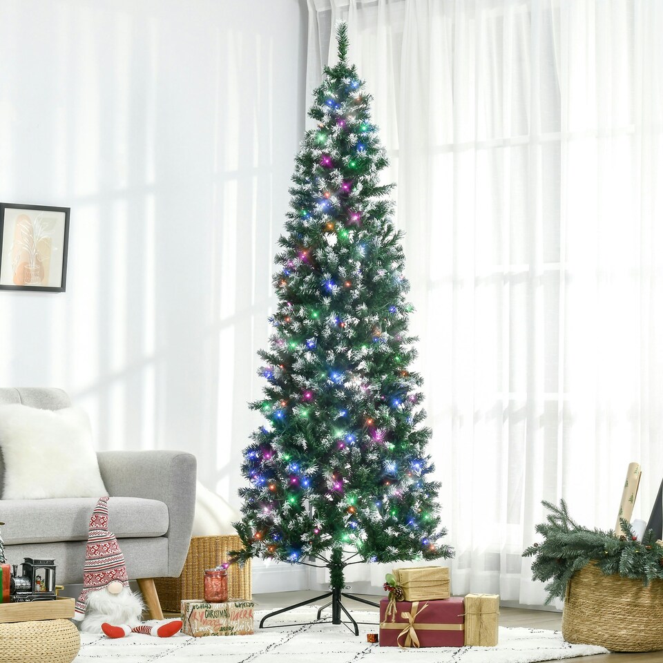image 1 of HOMCOM 7FT Prelit Artificial Xmas Tree Holiday Décor w/ 350 Colourful LED Light
