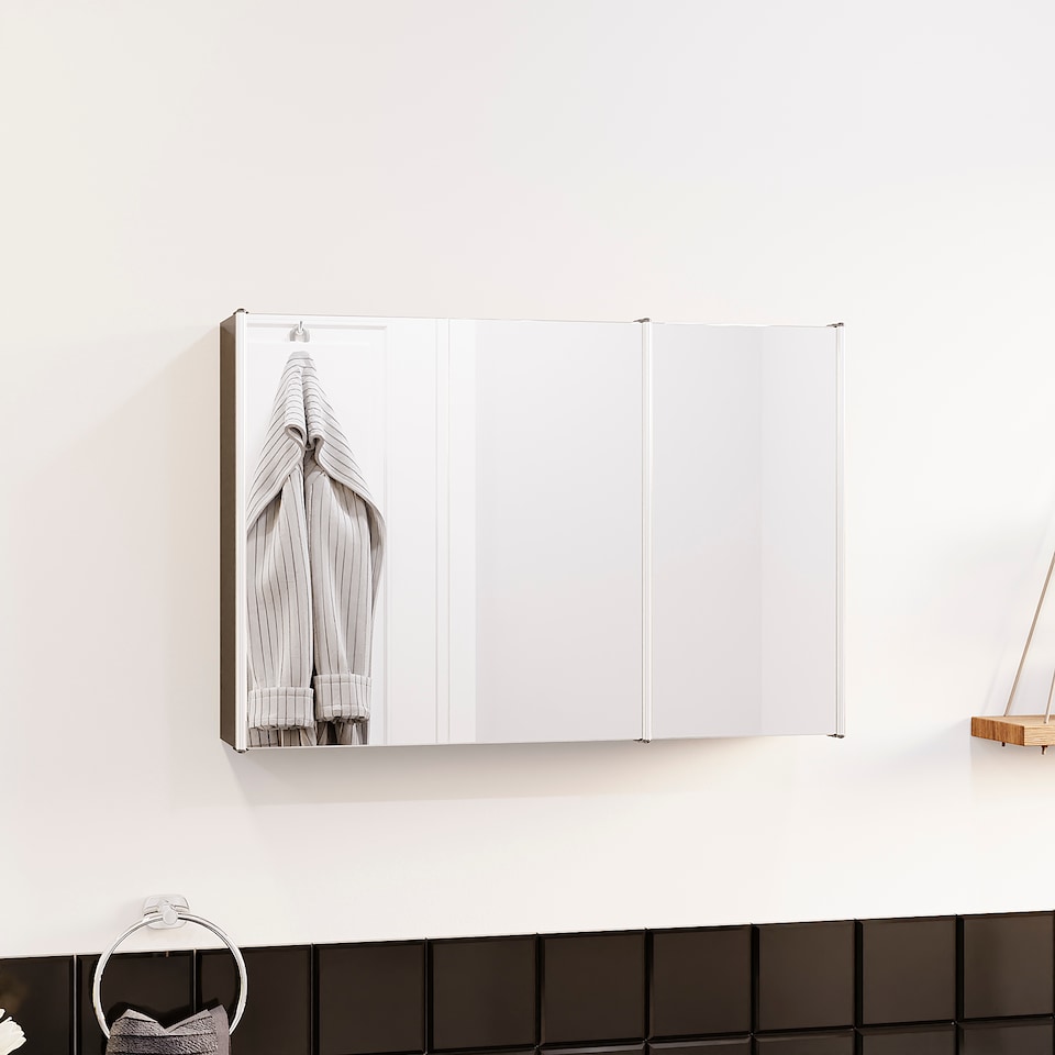 image 1 of Bath Vida Tiano Stainless Steel Mirrored Triple Wall Mounted Bathroom Cabinet | Chrome | Stainless Steel | 1