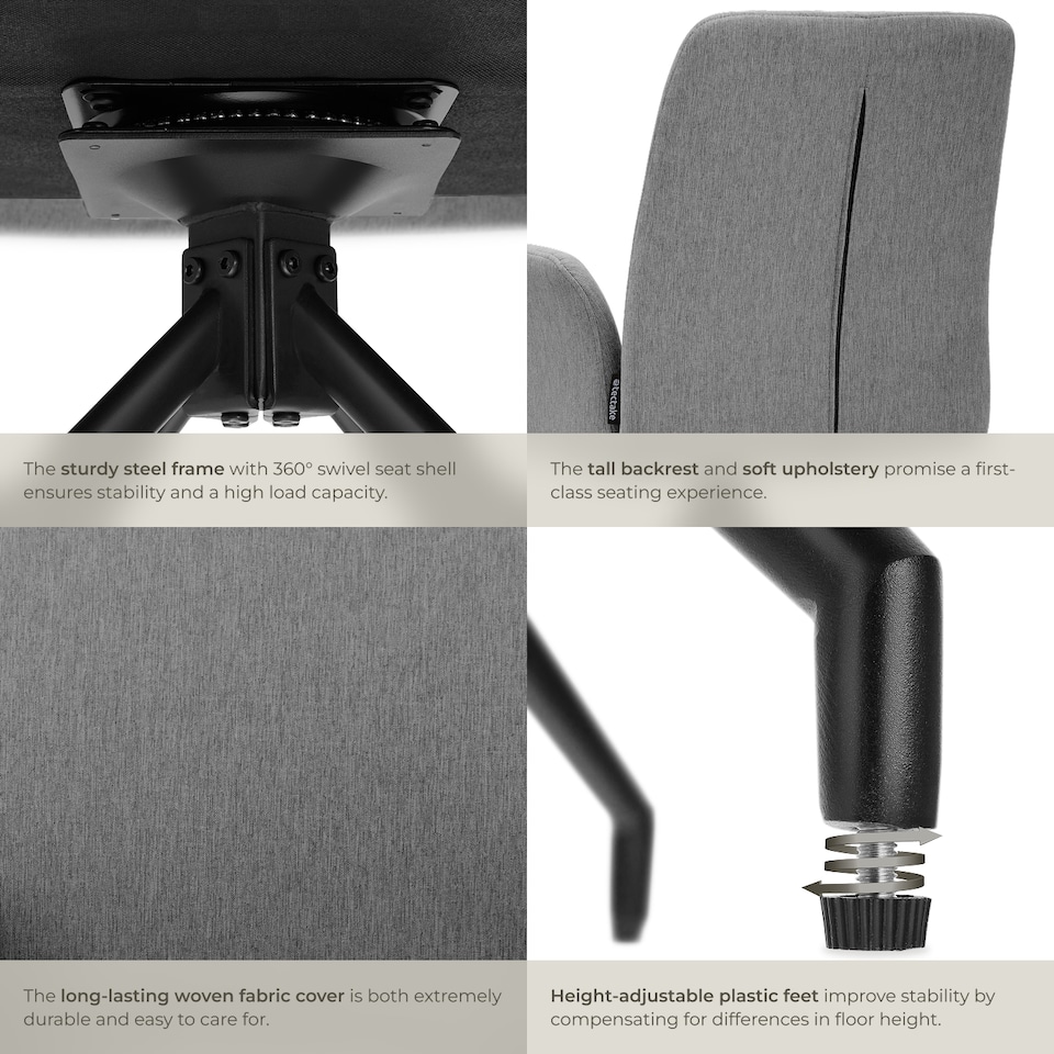 image 1 of Swivel Chair Daya - upholstered, robust fabric, 55.5 x 58 x 87 cm | Grey | anthracite | 6