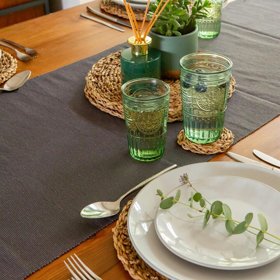 image 1 of Nicola Spring Cotton Fabric Table Runner - 48cm x 183cm - Steel Grey Grey